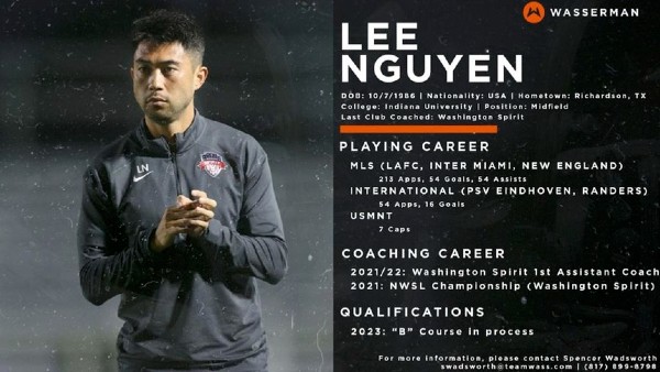 Hồ sơ của Lee Nguyễn khi gia nhập CLB Dallas Texans với vai trò trợ lý.
