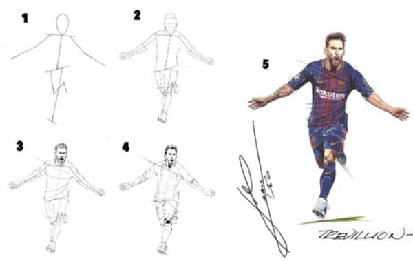 Vẽ Messi từ họa sỹ Paul Trevillion: \
